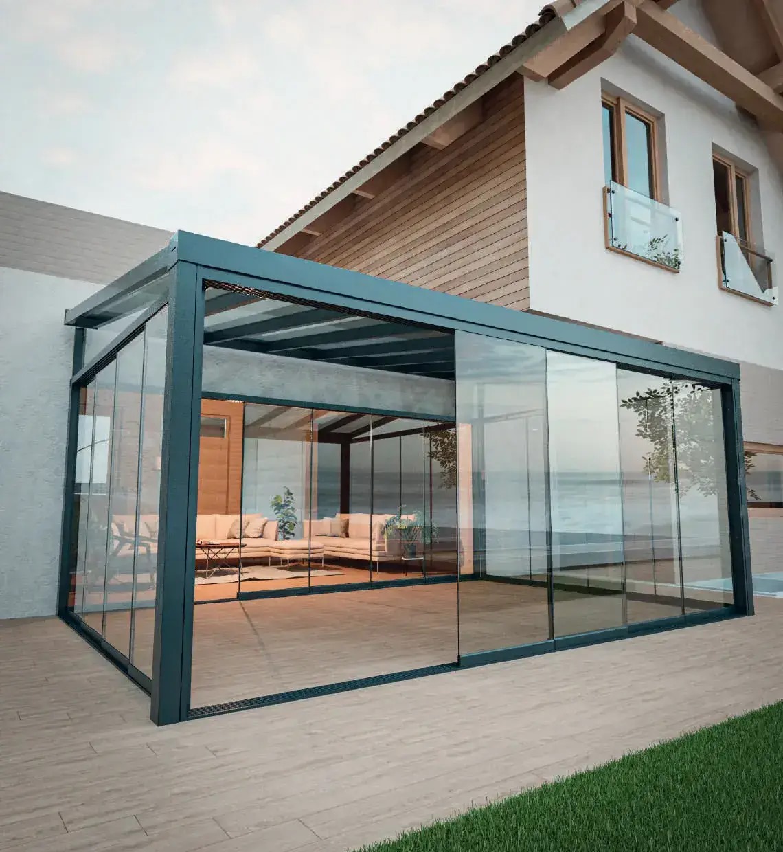 ESG10 CustomLine - Glasschiebewand mit 10mm Sicherheitsglas nach Maß ESG10 CustomLine - Glasschiebewand mit 10mm Sicherheitsglas nach Maß
