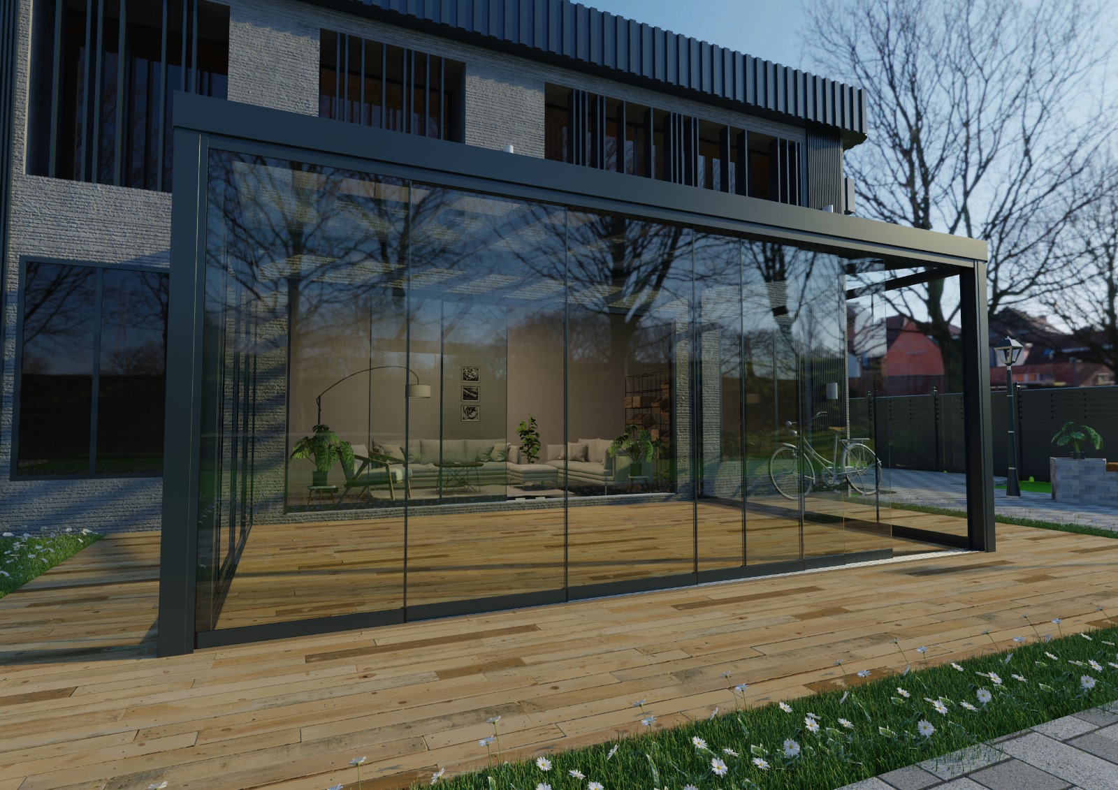 ESG10 CustomLine - Glasschiebewand mit 10mm Sicherheitsglas nach Maß ESG10 CustomLine - Glasschiebewand mit 10mm Sicherheitsglas nach Maß